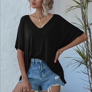 Loose fit V neck blouse